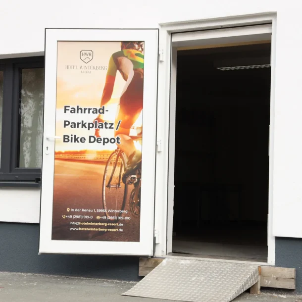 Entrance to the bicycle storage area