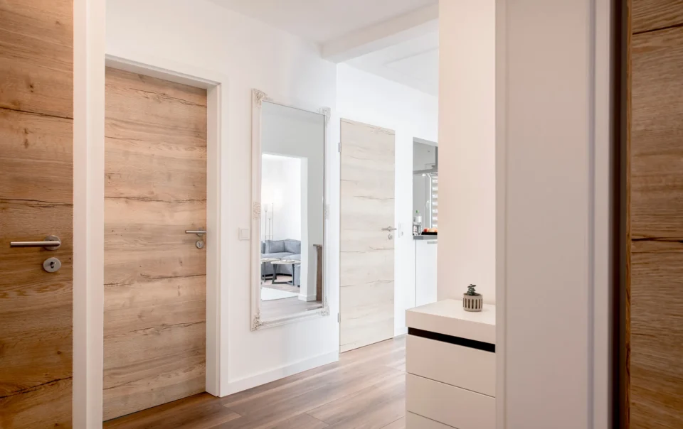 Bathroom with glass shower enclosure